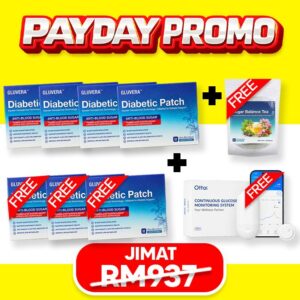 PAKEJ KONSISTEN ( 4 KOTAK GLUVERA DIABETIC PATCH + FREE 3 KOTAK GLUVERA DIABETIC PATCH + FREE 1 TEH SERAP GULA + 1 GLUCOMETER)
