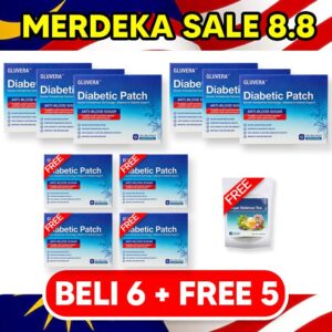PAKEJ KONSISTEN ( 6 KOTAK GLUVERA DIABETIC PATCH + FREE 4 KOTAK GLUVERA DIABETIC PATCH + FREE 1 TEH SERAP GULA )